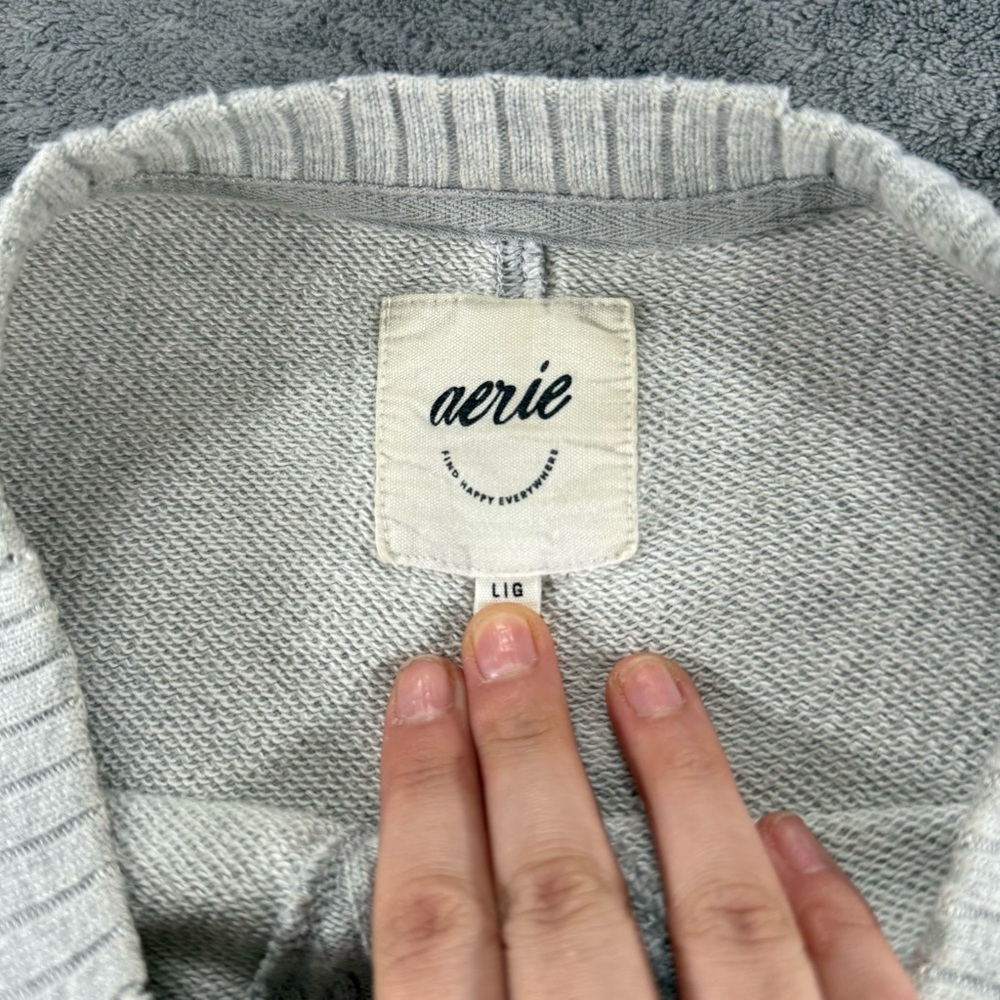 Aerie Women’s Big Chill Oversized Crewneck Sweatshirt Grey Large Cozy Lounge - Picture 3 of 4
